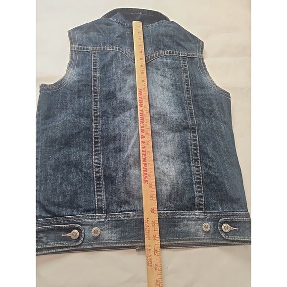 BARE FOX Denim Vest Men M Blue Retro Gorpcore Goth Cowboy Western Outdoor Y2K - Picture 7 of 11
